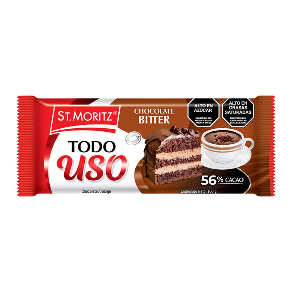 St. Moritz Chocolate Todo Uso Bitter 56% Cacao 100gr 1 Und