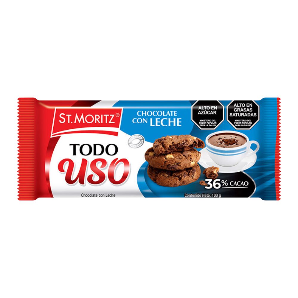 St. Moritz Chocolate Todo Uso de Leche 36% Cacao 100gr 1 Und