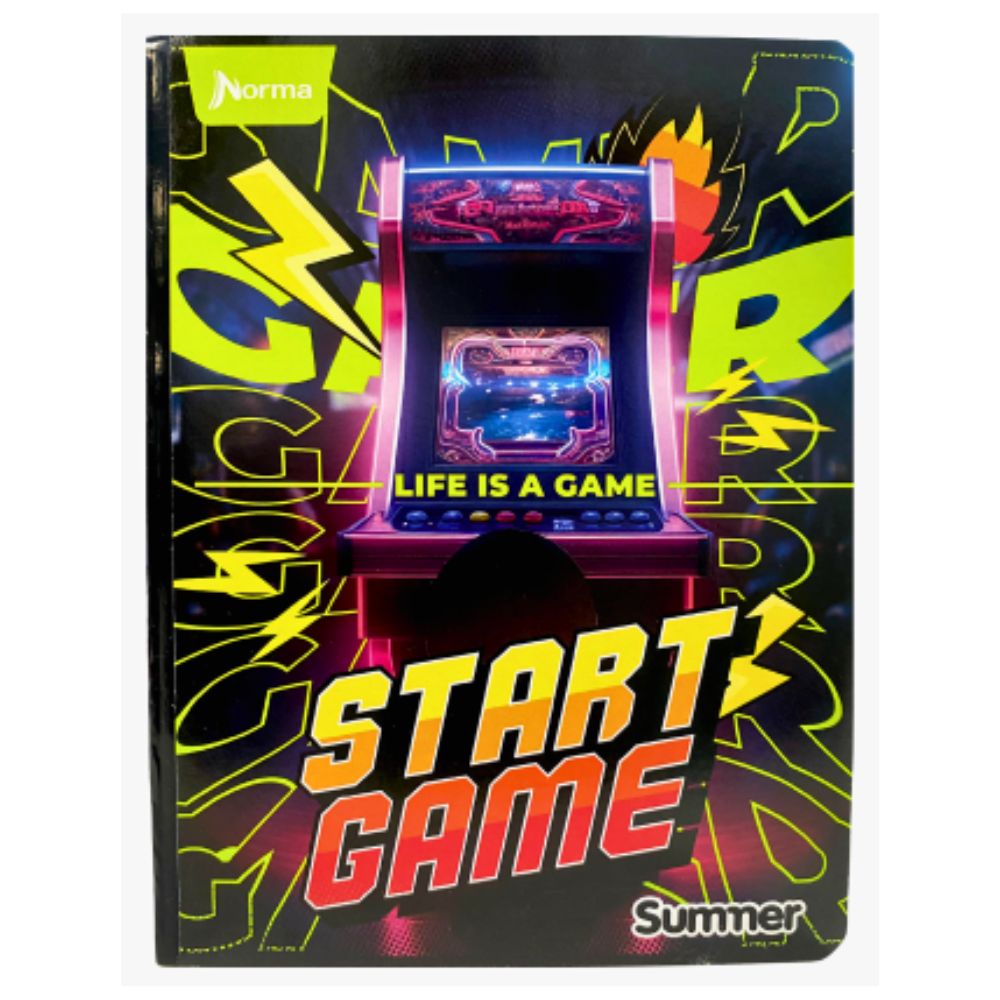 Norma Cuaderno Cuadriculado Cosido 100 Hojas Con Stickers Diseño Start Game