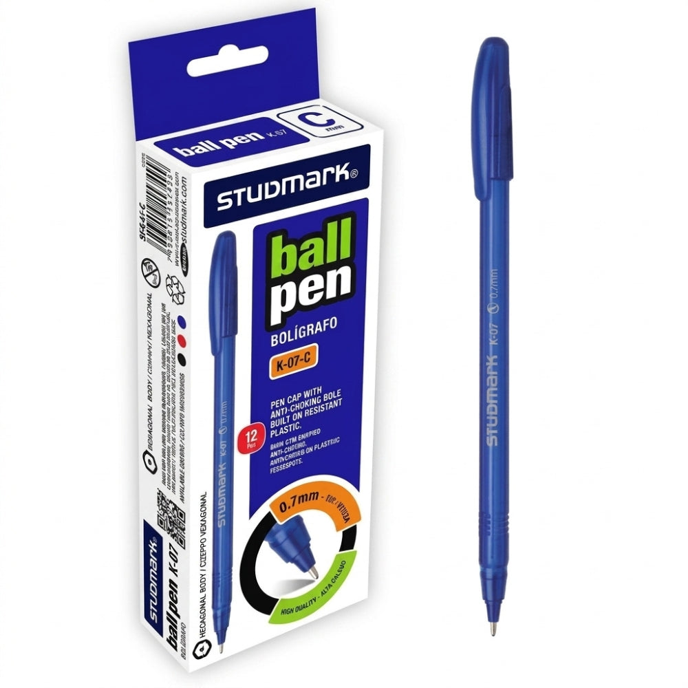 Studmark Bolígrafo Punta 0.7mm Azul 12Und