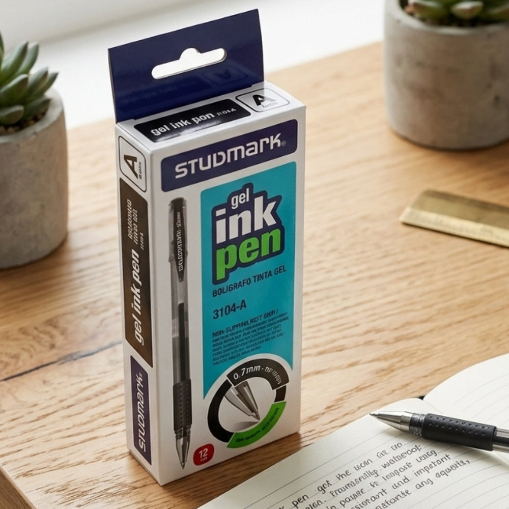 Studmark Bolígrafo De Tinta Gel Negro 0.7mm 12Und