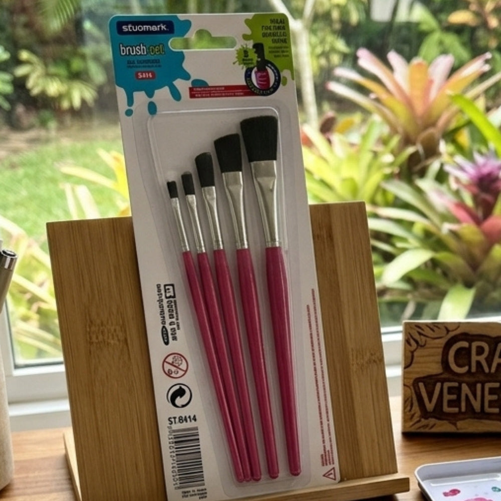 Studmark Set De Pinceles Planos Multiusos Rosadas 5Und