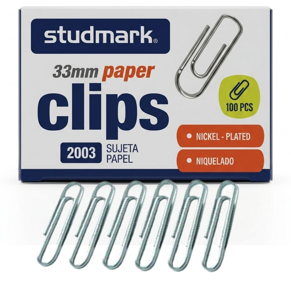Studmark Clip Paper Niquelado 33mm 100Und