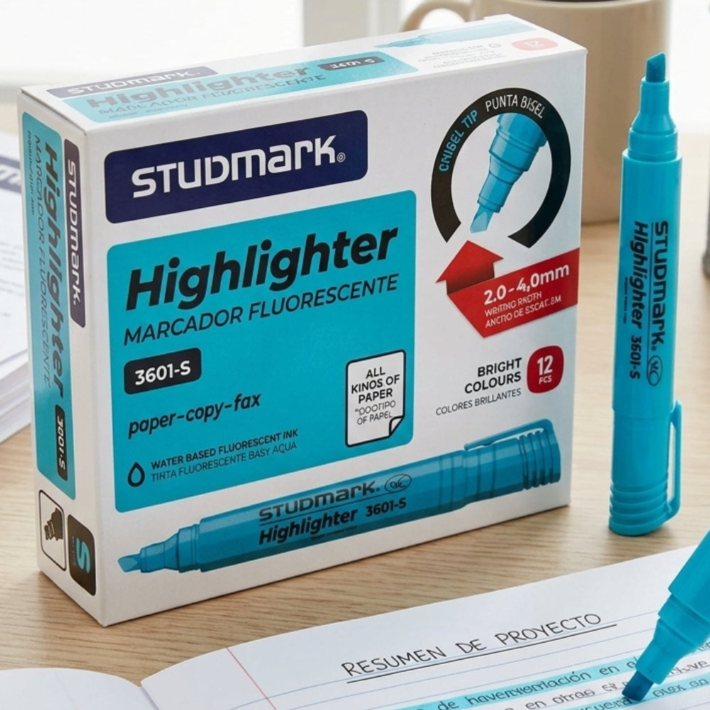 Studmark Marcador Fluorescente Azul Celeste 1 Und