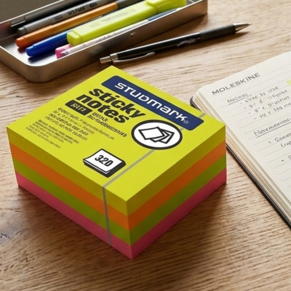 Studmark Notas Auto Adhesivas Neon 3"x3" 320 Hojas