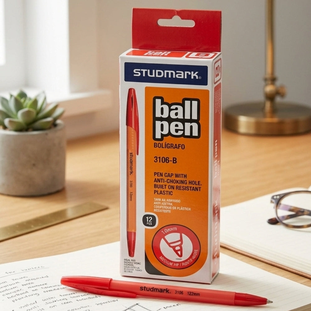 Studmark Bolígrafo Punta Media Rojo 12Und