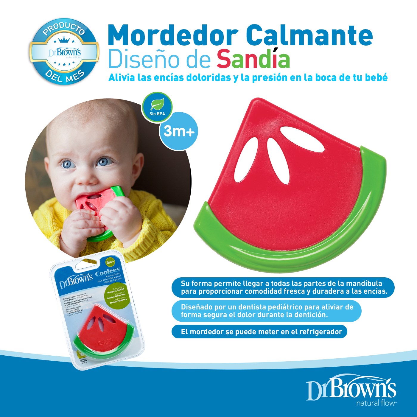 Dr.Browns Mordedor Calmante De Encias Watermelon 3m+
