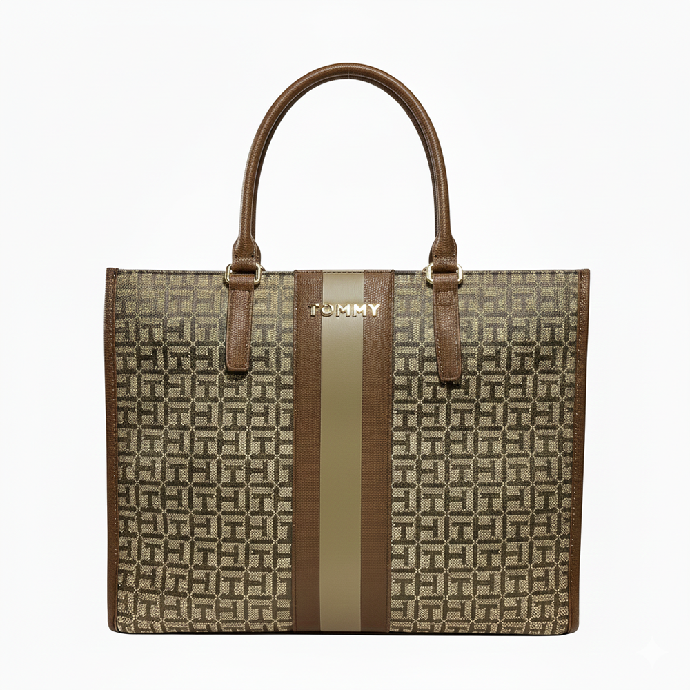 Tommy Hilfiger Cartera Tote Monogram Brown