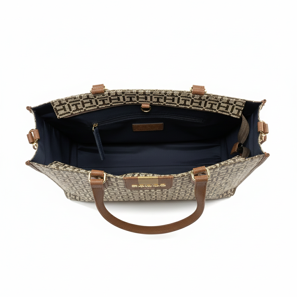 Tommy Hilfiger Cartera Tote Monogram Brown