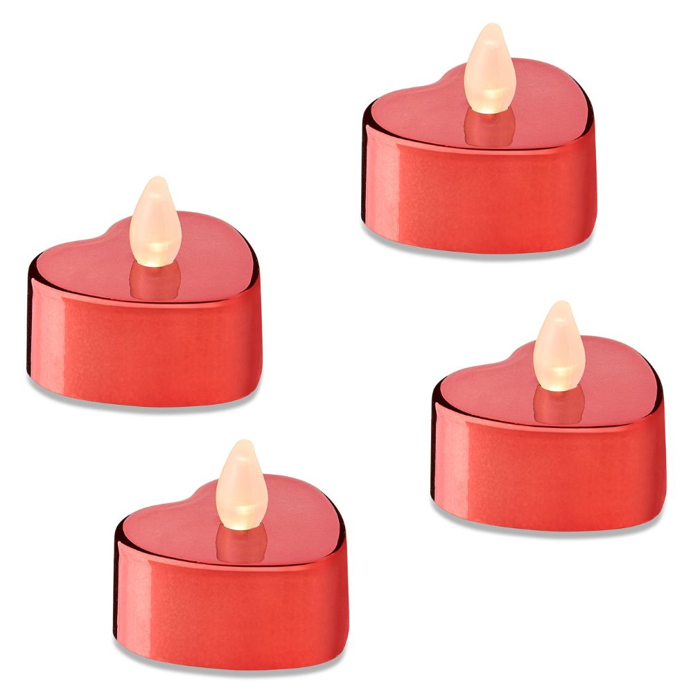 Tealights Hearts Candles Led 4 Pieces