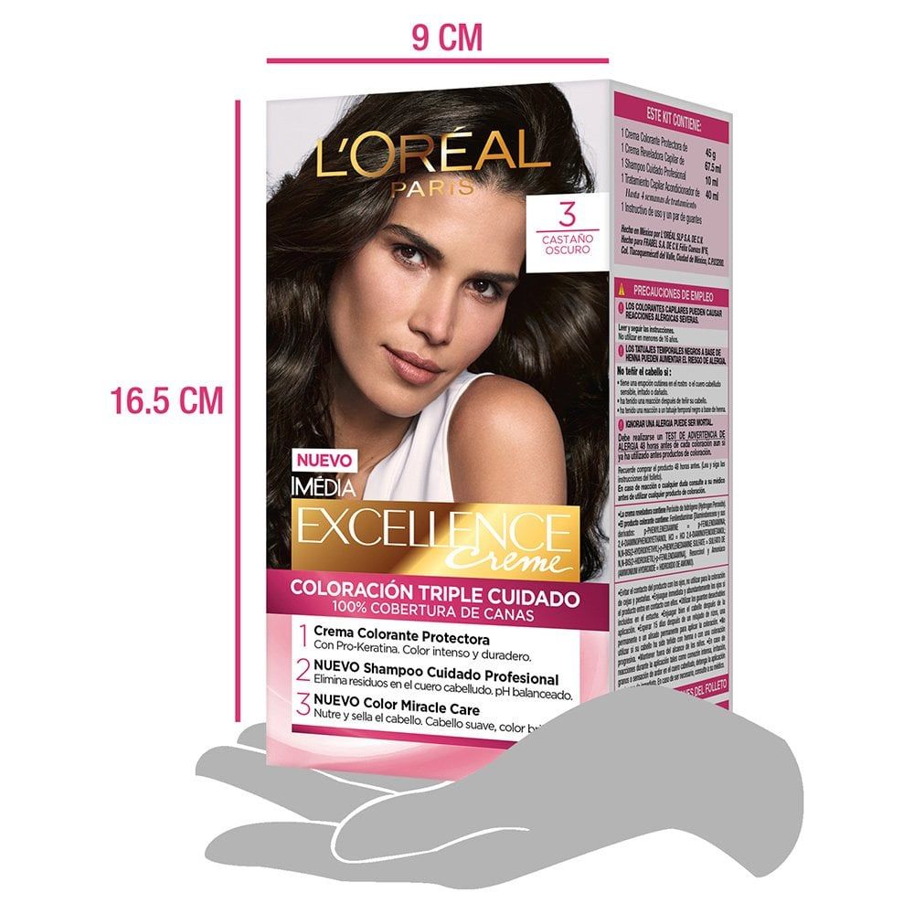 Tinte L'Oreal Excellence Creme 3 Castaño Oscuro