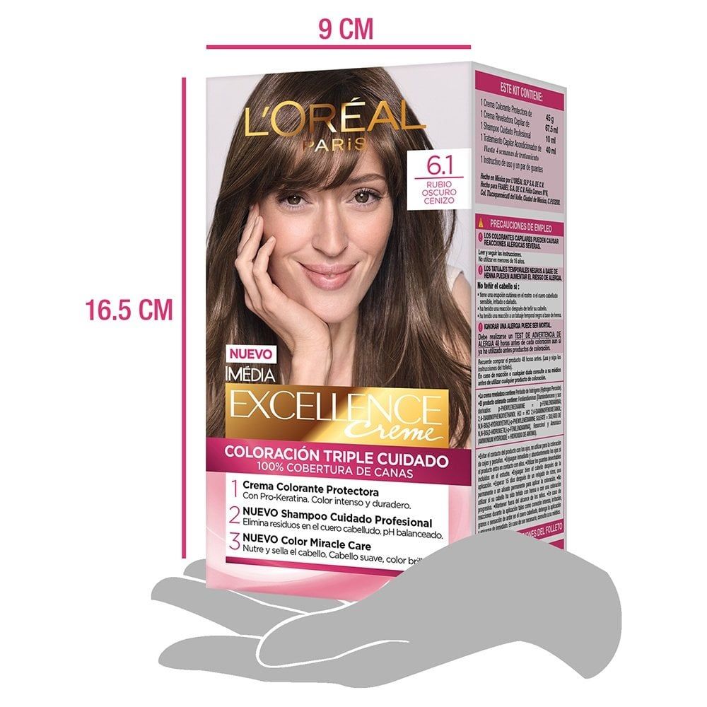Tinte L'Oreal Excellence Creme 6.1 Rubio Oscuro Cenizo