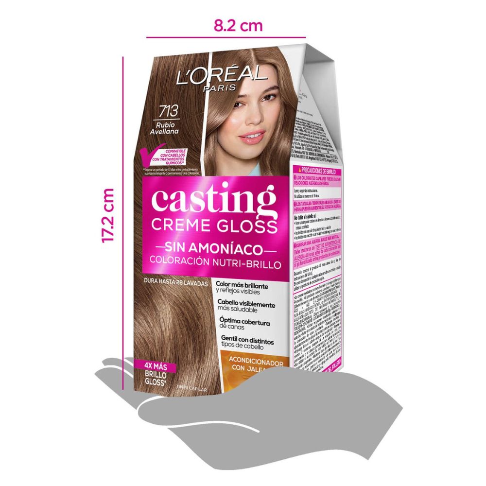 Tinte L'oreal Casting Creme Gloss Sin Amoniaco Nro. 713 Rubio Avellana