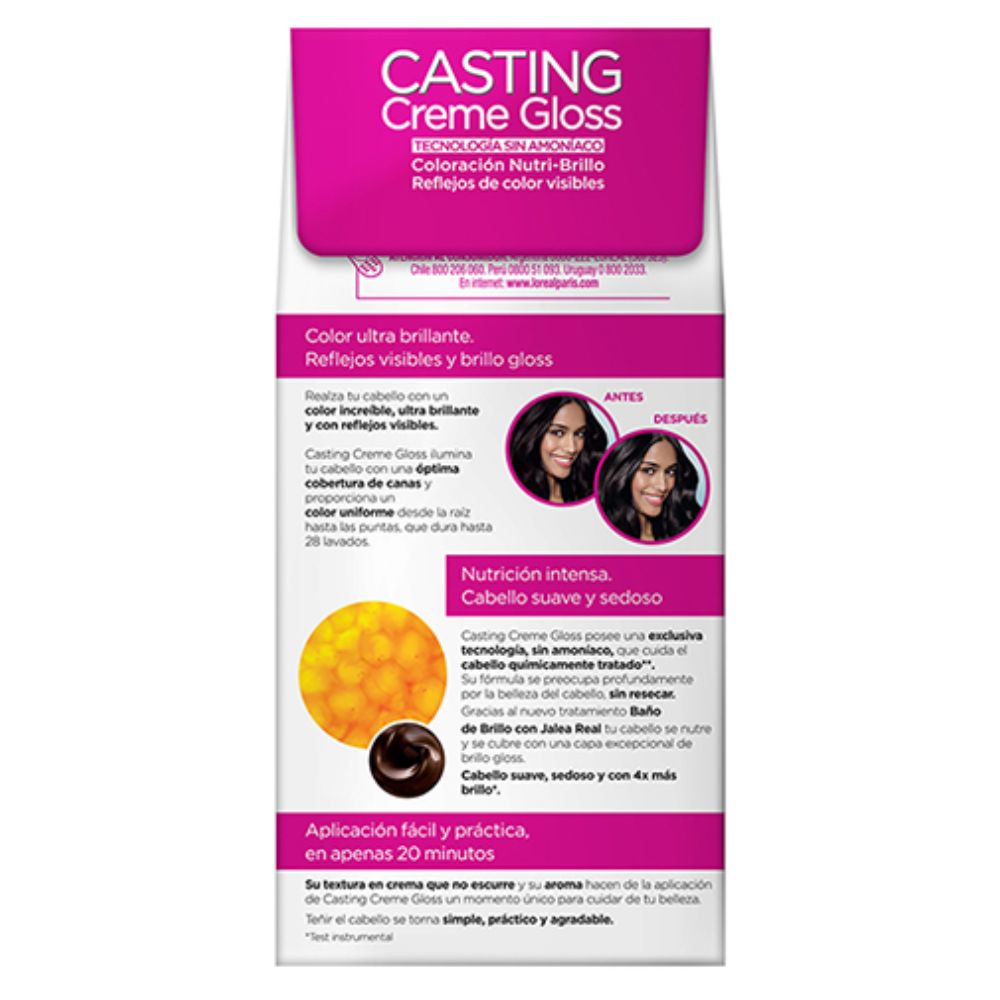 Tinte Loreal Casting Creme Gloss Sin Amoniaco Nro. 100 Negro Rico