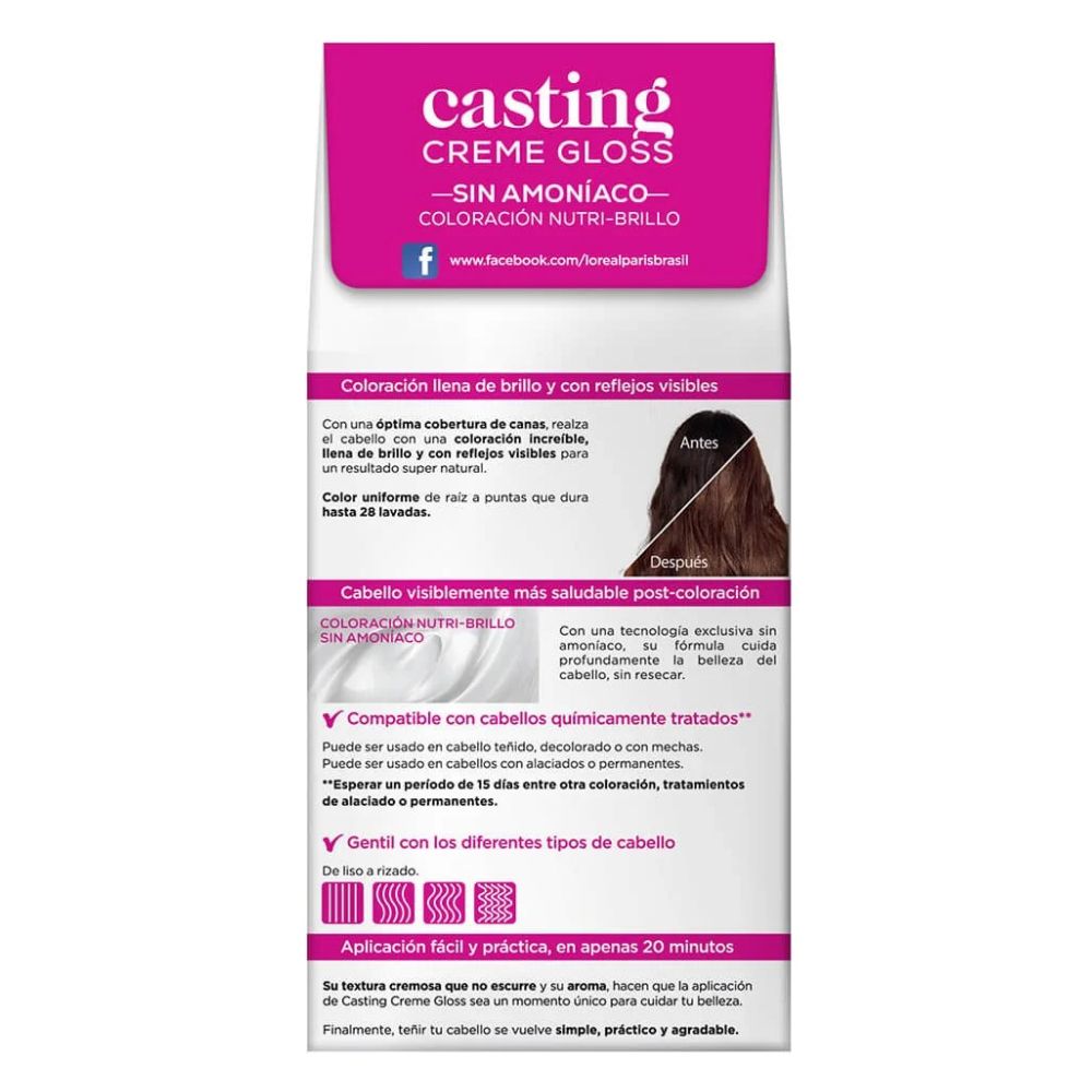 Tinte L'oreal Casting Creme Gloss Sin Amoniaco Nro. 500 Castaño Claro