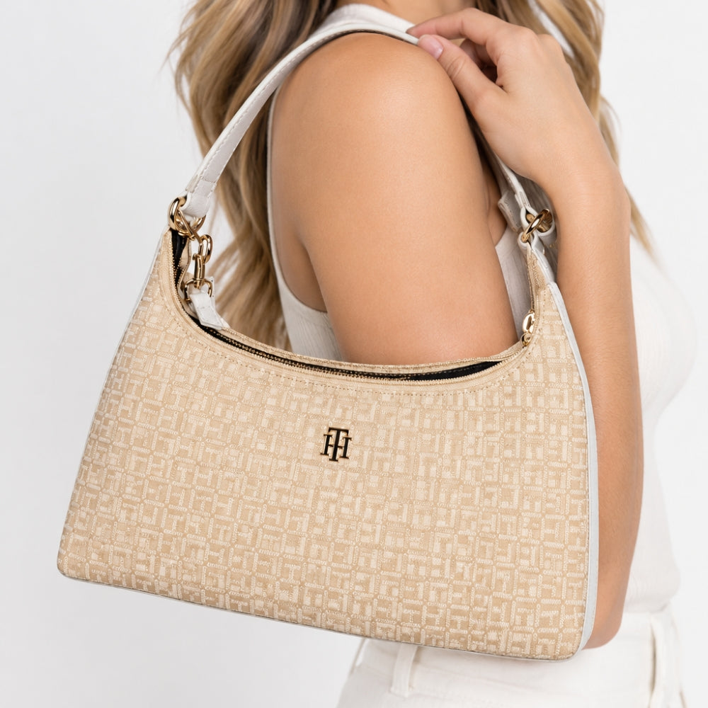 Tommy Hilfiger Cartera Baguette Monogram Beige Light Blue