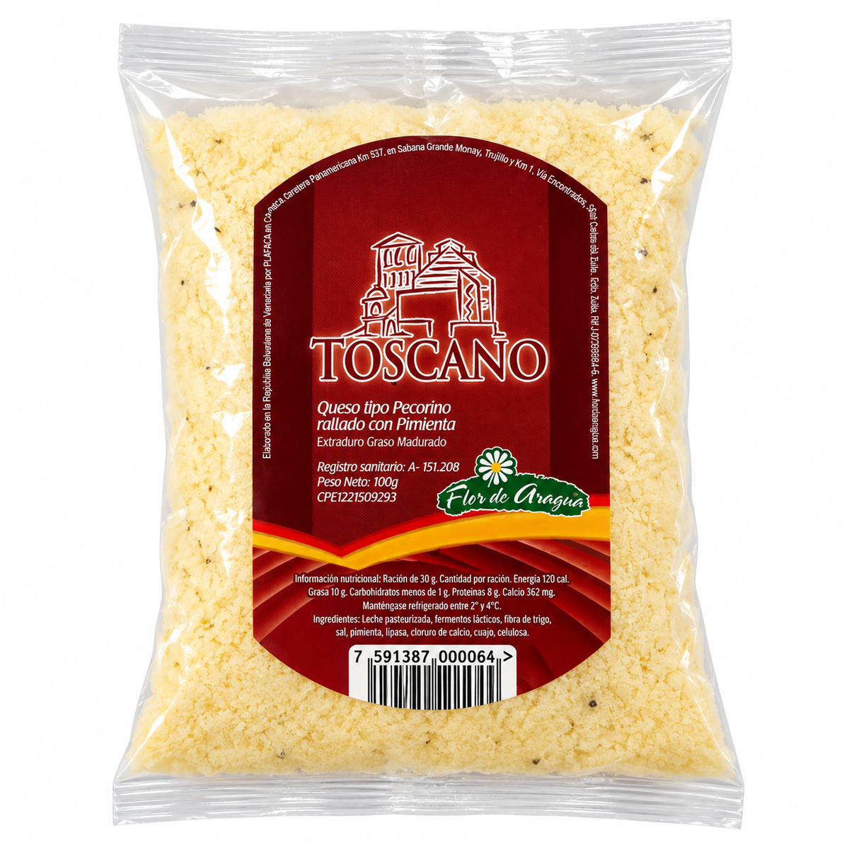 Queso Pecorino Rallado con Pimienta Toscano 100gr