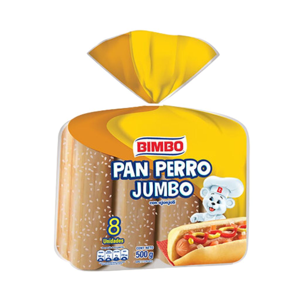 Bimbo Pan Perro con Ajonjoli 8 Und Jumbo 500gr