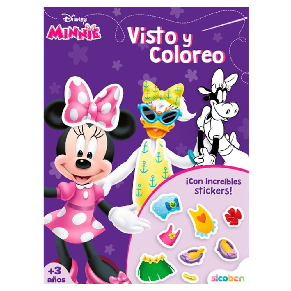 Libro De Actividades Visto Y Coloreo Minnie  16 pag + Stickers