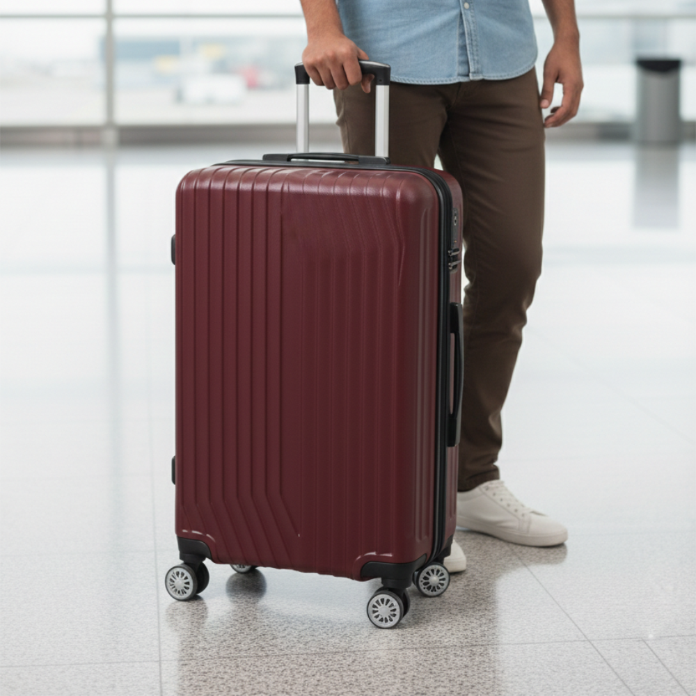 Maleta Dura 26 Pulgadas Mediana 4 Ruedas Color Vinotinto