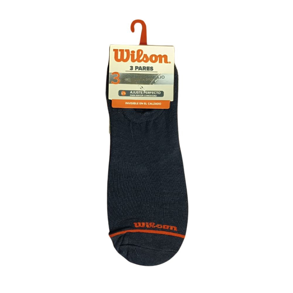 Wilson Medias Corto Fibra Sintetica Liner Color Azul Marino y Gris 3 pares