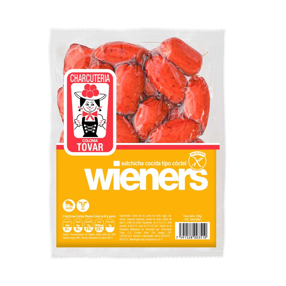 Charcuteria Tovar Salchicha Wieners Coctel 350g