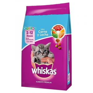 Whiskas Alimento Para Gatos de 2 a 12 Meses Sabor a Carne y Leche 1Kgr