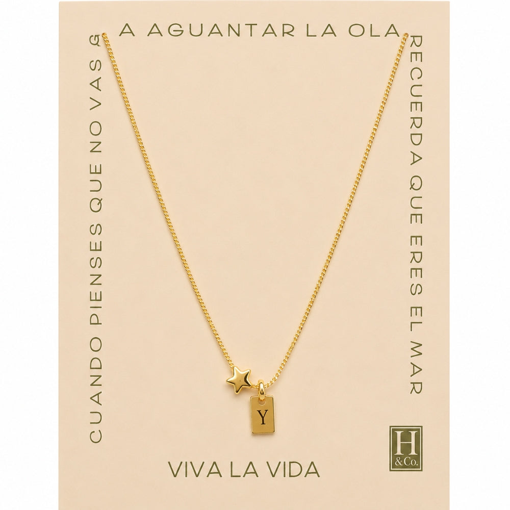 H&Co Collar de Cadena Plaquita Inicial Y