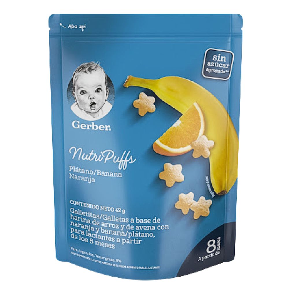 Gerber Galletas Nutrisnack Banana - Naranja Sin Azucar 42gr 8+