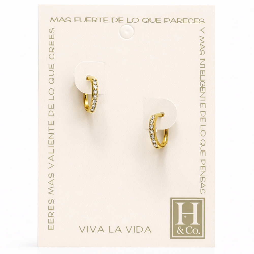 H&Co Zarcillo Para Damas Argolla Pequeña con Brillante