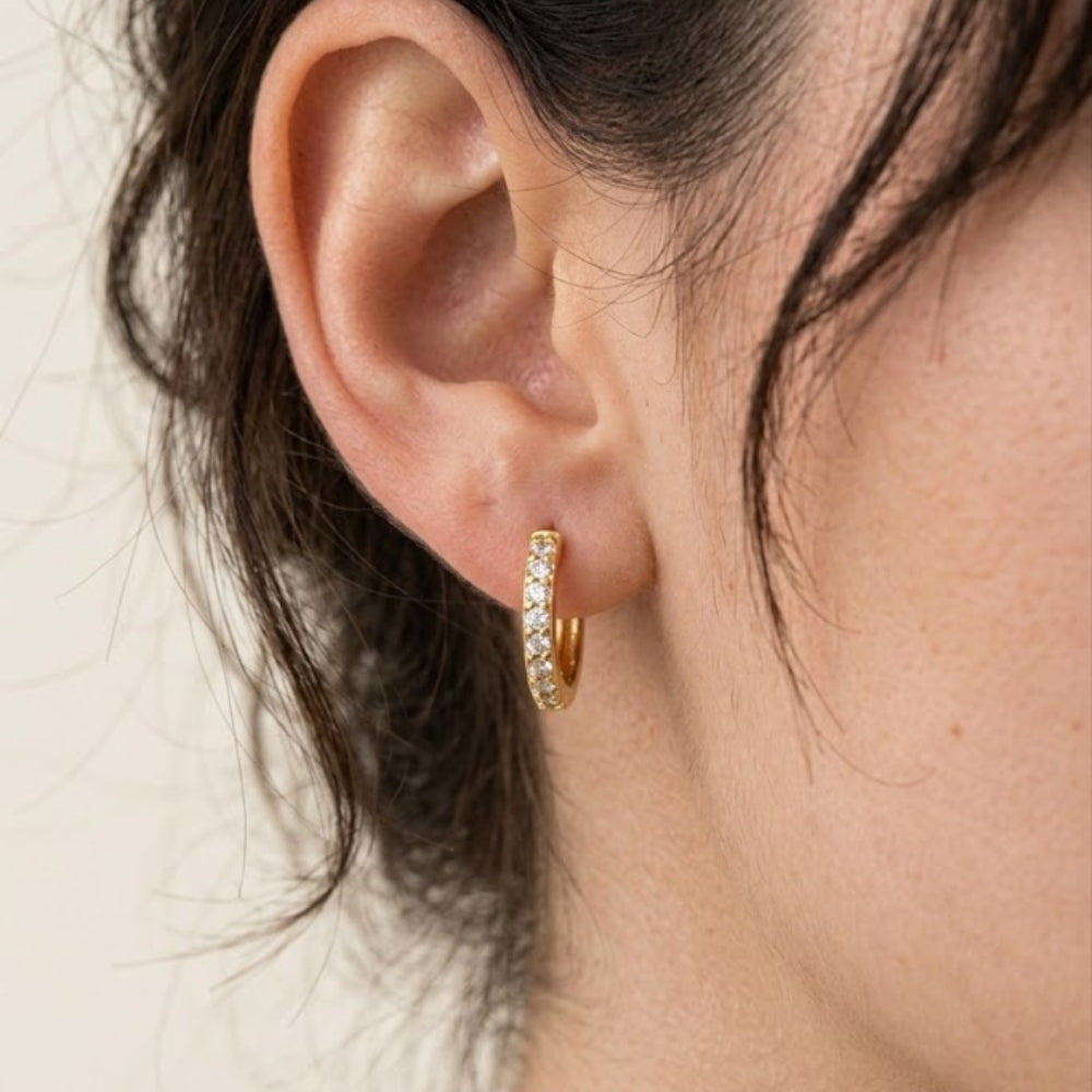 H&Co Zarcillo Para Damas Argolla Grande con Brillante