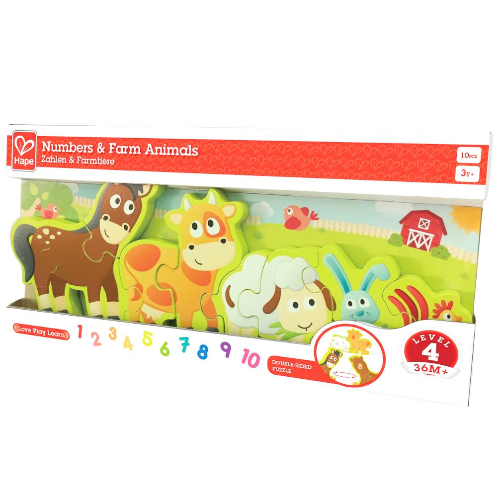 Hape Numbers & Farm Animal 10 Pieces 3+