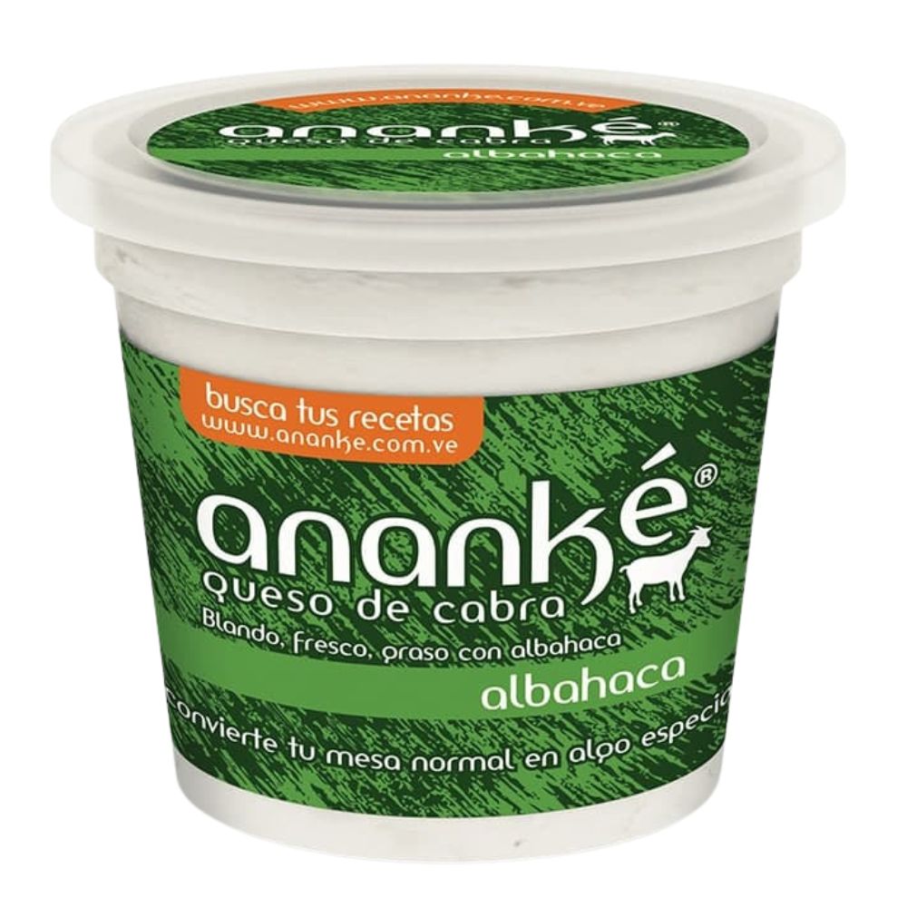 Queso De Cabra Ananké Blando Fresco Graso Con Albahaca 200g