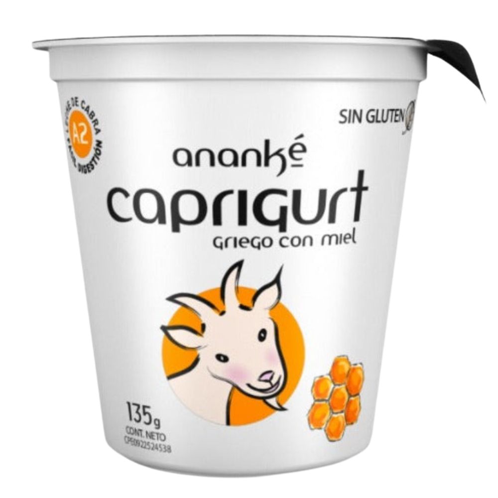 Yogurt Ananké Caprigurt Estilo Griego Leche De Cabra  Con Miel 135g