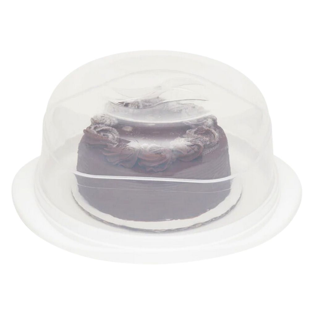 Plato con Tapa de Plastico para Tortas Home Basics