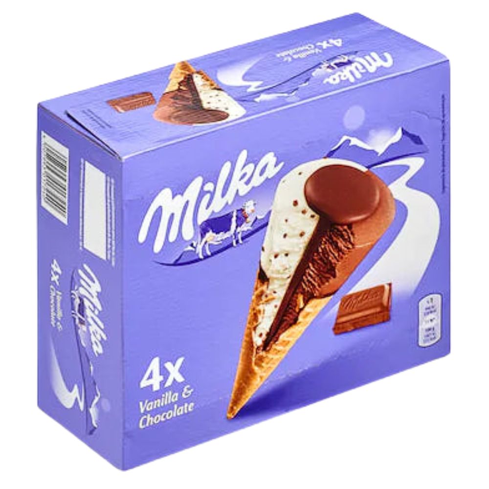 Helados Milka 4 Und Vanilla y Chocolate Cone