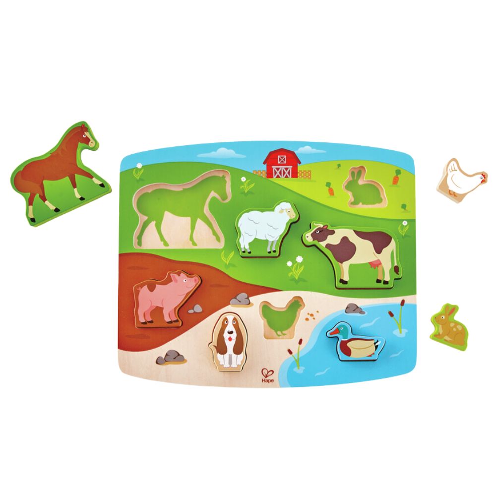 Hape Farm Animal Puzzle & Play 9 Pieces 24m+