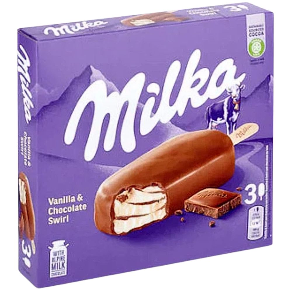 Helados Milka 3 Und Vanilla y Chocolate Swirl