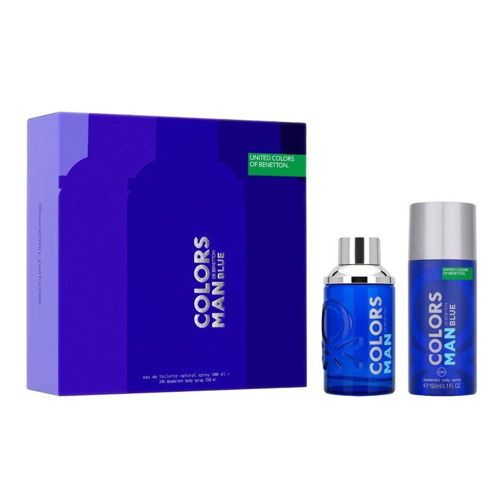 Benetton Colors Man Blue Eau de Toilette For Men 100ml + 24h Deodorant Body Spray 150ml