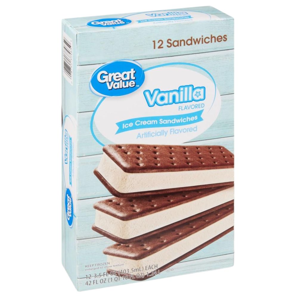 Helados 12 Und Sandwiches Great Value Vanilla Flavored 12 Unidades