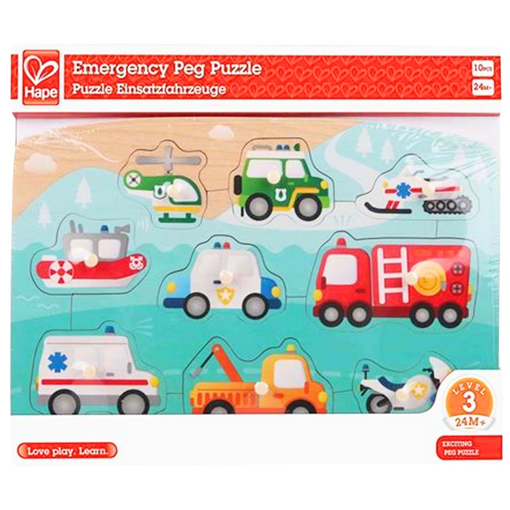 Hape Emergency Peg Puzzle 10 Pieces 24m+