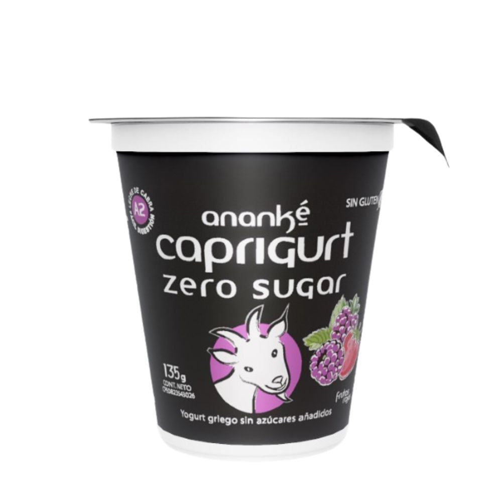 Yogurt Ananké Caprigurt Zero Estilo Griego Leche De Cabra Frutos Rojos 135g