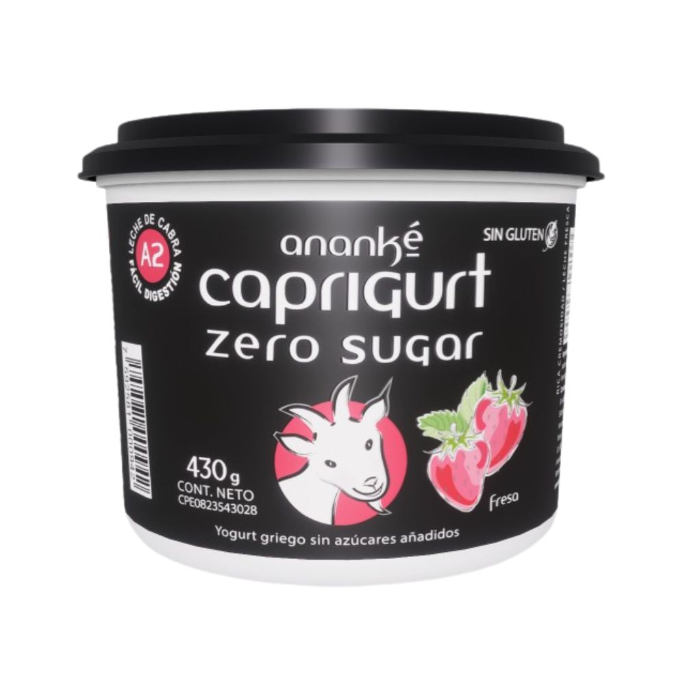 Yogurt Ananké Caprigurt Zero Estilo Griego Leche De Cabra Fresa 430gr