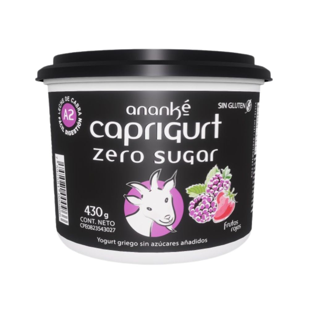 Yogurt Ananké Caprigurt Zero Estilo Griego Leche De Cabra Frutos Rojos 430gr