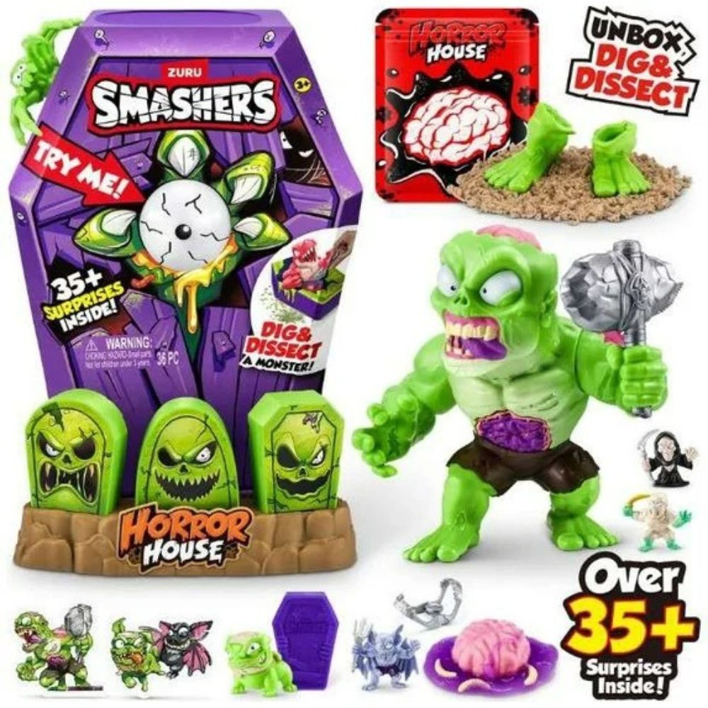 Zuru Smashers Horror House Try Me Dig & Dissect A Monster Araña Verde 36pc