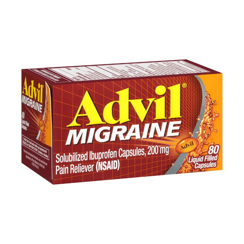 Advil Migraine Solubilized Ibuprofen Capsules 200gr 80Und