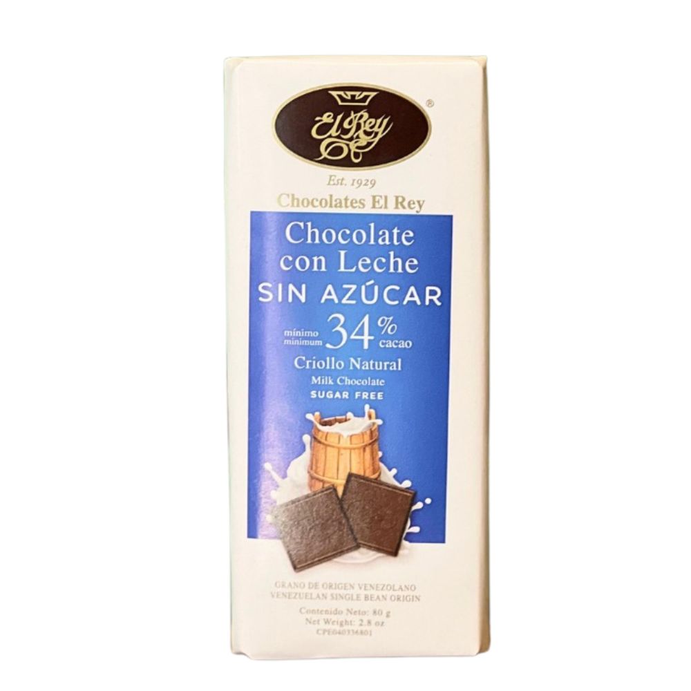 Chocolates El Rey Chocolate Con Leche Sin Azucar 34% Tab 80gr