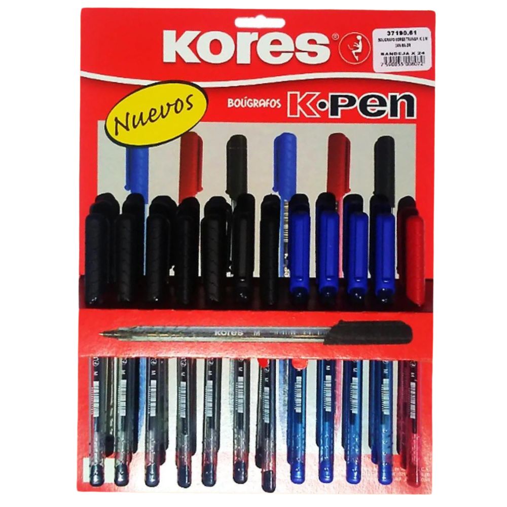 Kores Bandeja De Boligrafos Colores Surtidos 24und