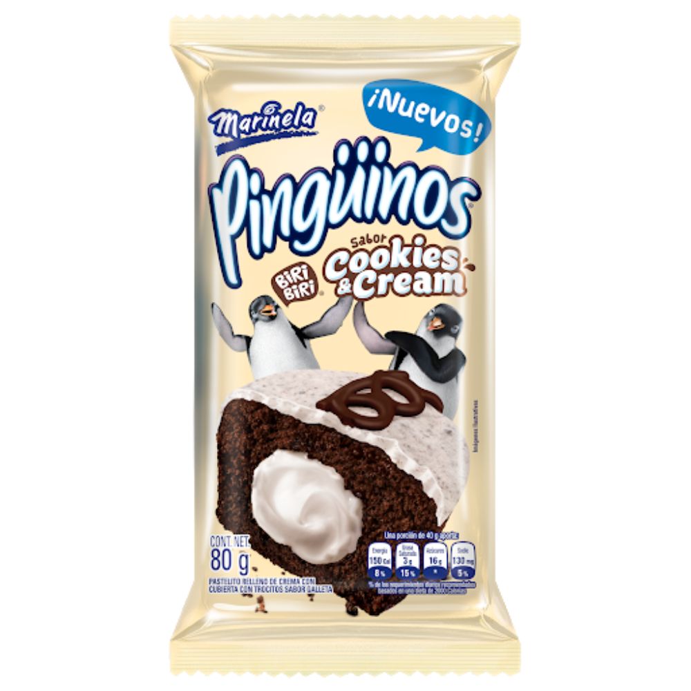 Ponque Pinguino Cookies And Cream 80Gr