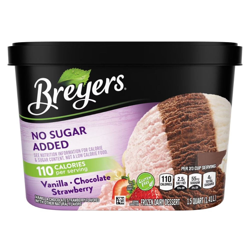 Helado Breyers Vanilla, Chocolate, Strawberry Sin Azúcar 1.41L
